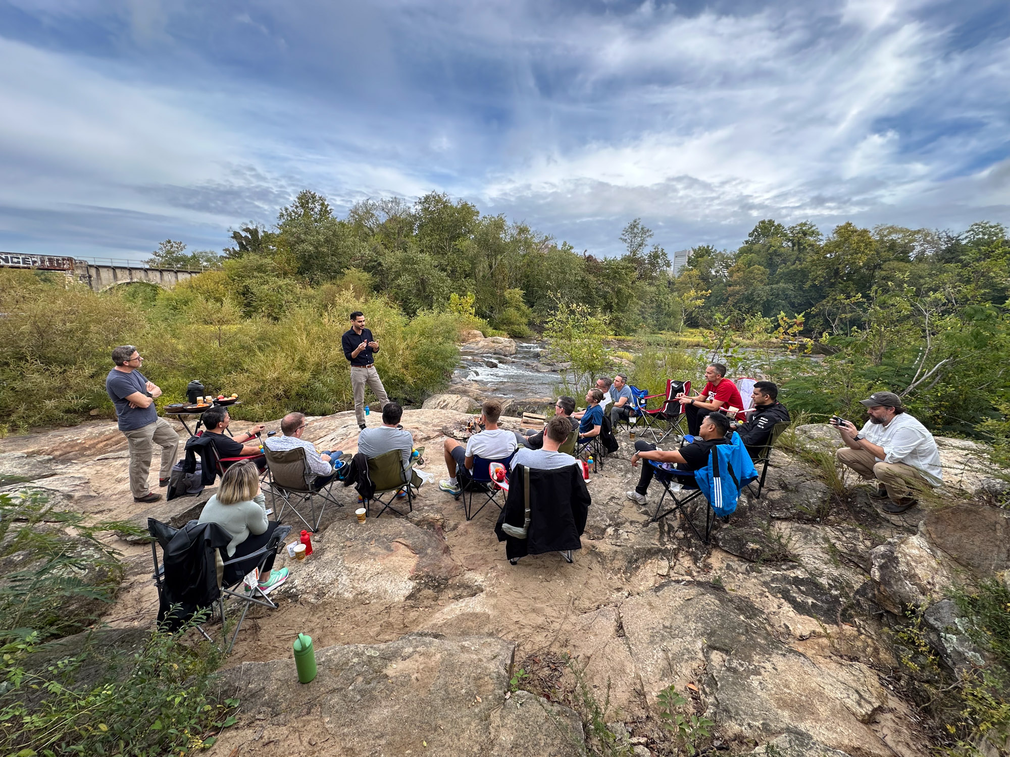 Team on island offsite